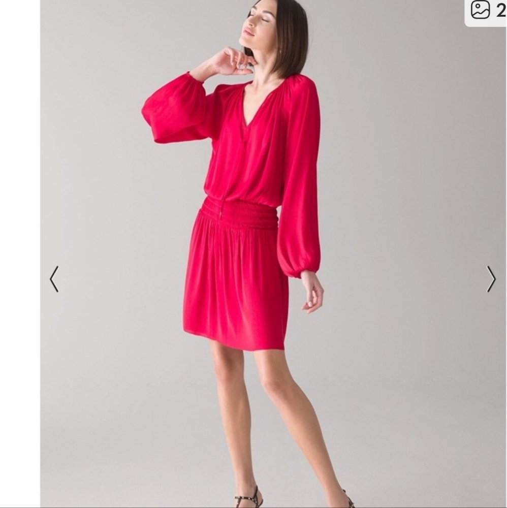 NWT White House Black Market Drop Waist Blouson Red Dress